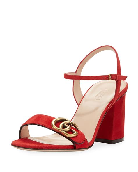 gucci red sandal heels|gucci marmont open toe sandals.